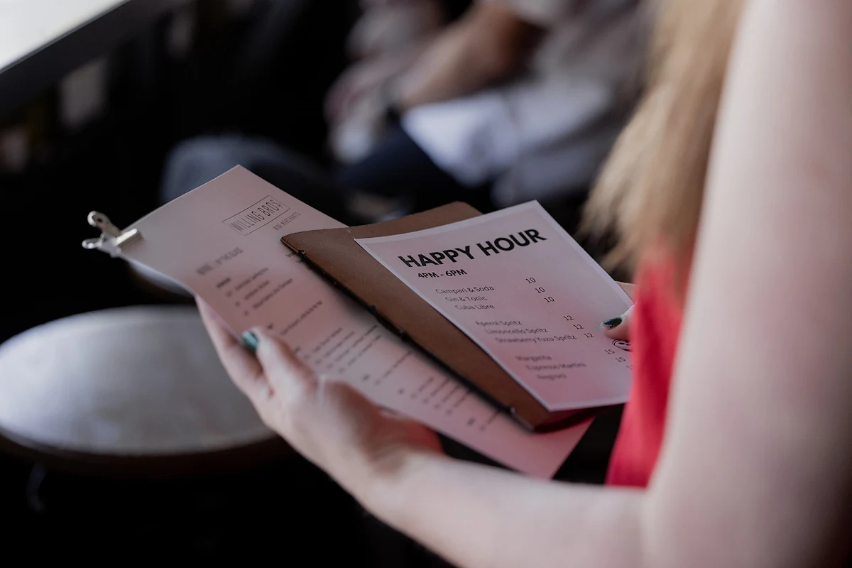 Menu, Willing Wine Bar