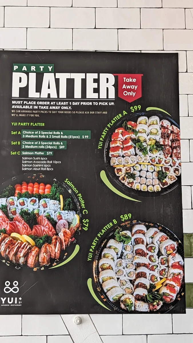 Menu, YUI Japanese Restaurant