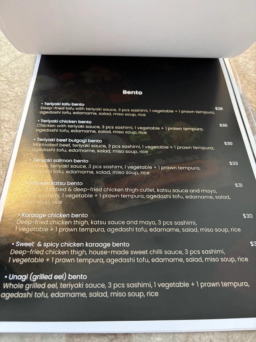 Menu, YUI Japanese Restaurant