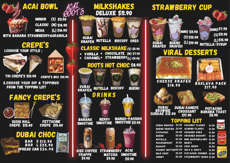 Menu, Genesis Drive Thru Cafe