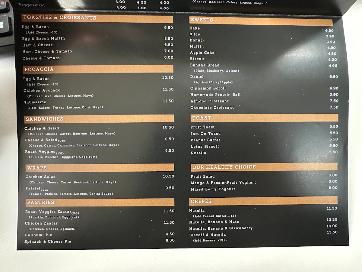 Menu, Genesis Drive Thru Cafe