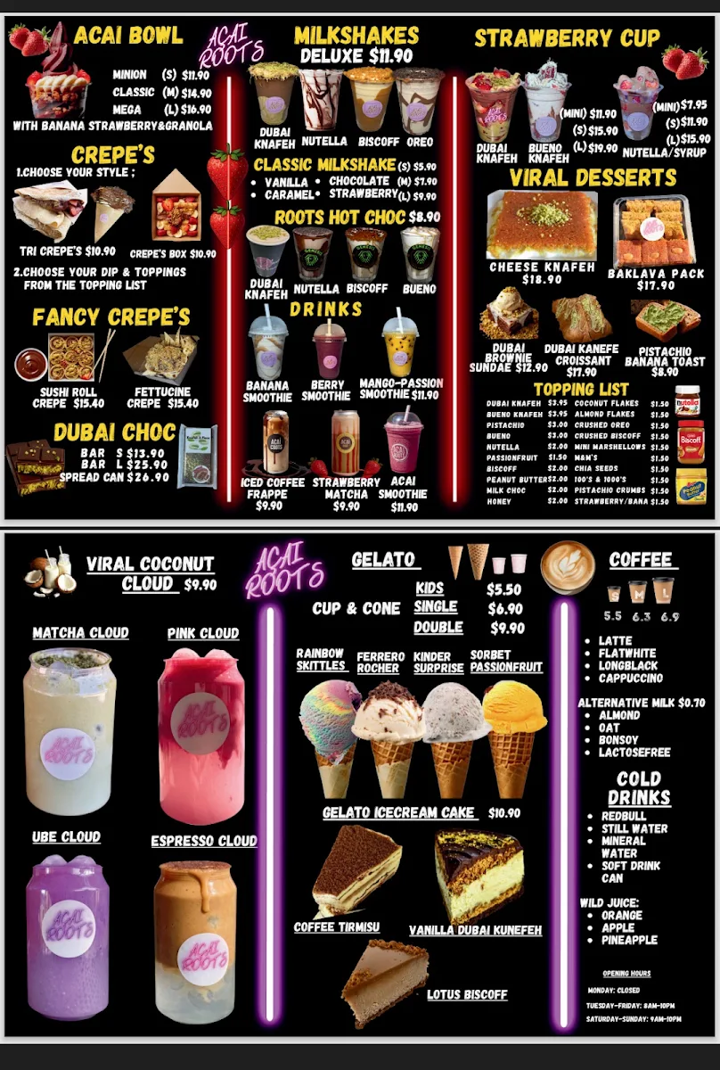 Menu, Genesis Drive Thru Cafe
