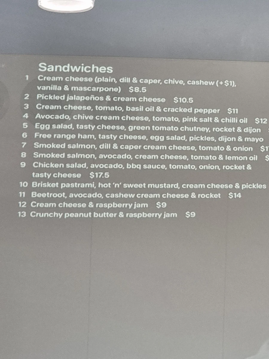 Menu, Mile End Bagels