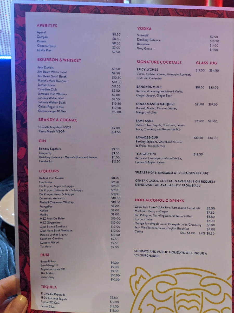Menu, Thaiger Temple