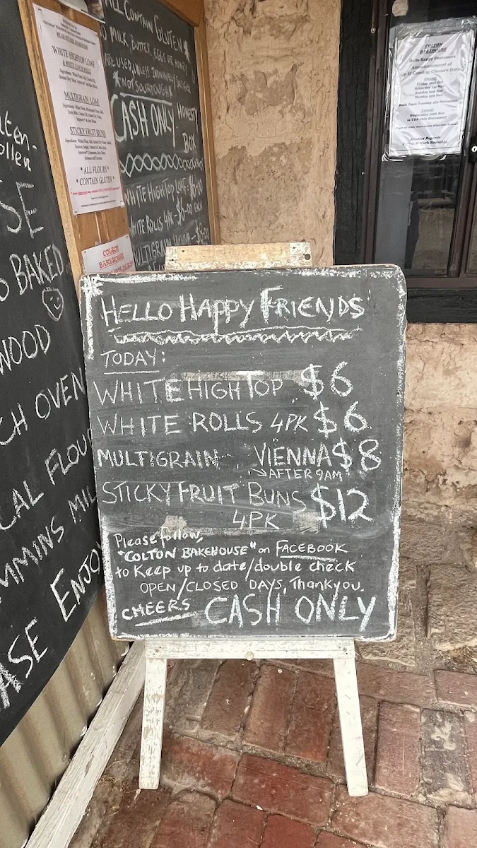 Menu, Colton Bakehouse