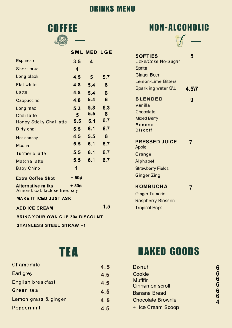 Menu, Inglewood Public