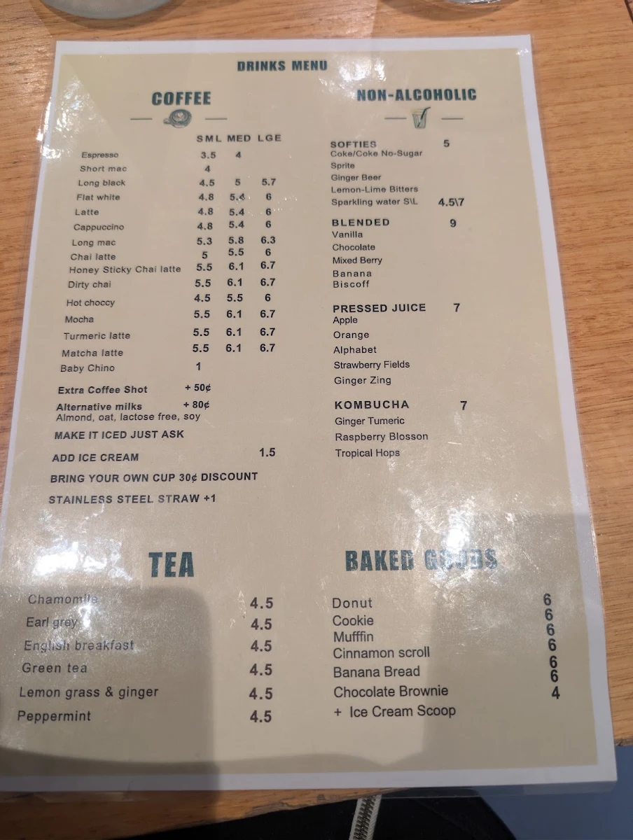Menu, Inglewood Public