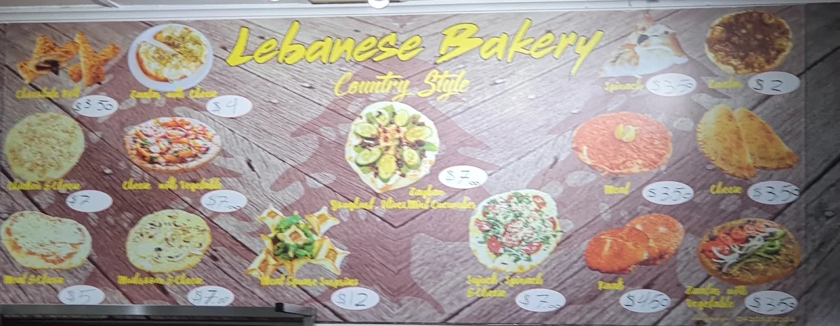 Menu, Lebanese Bakery