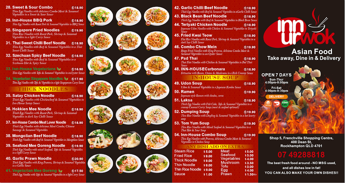 Menu, InnUrWok