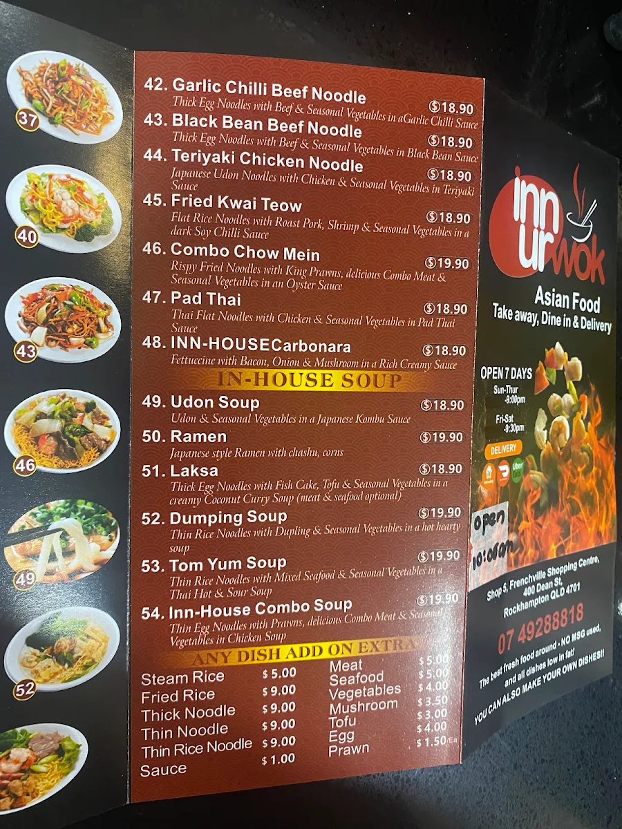 Menu, InnUrWok