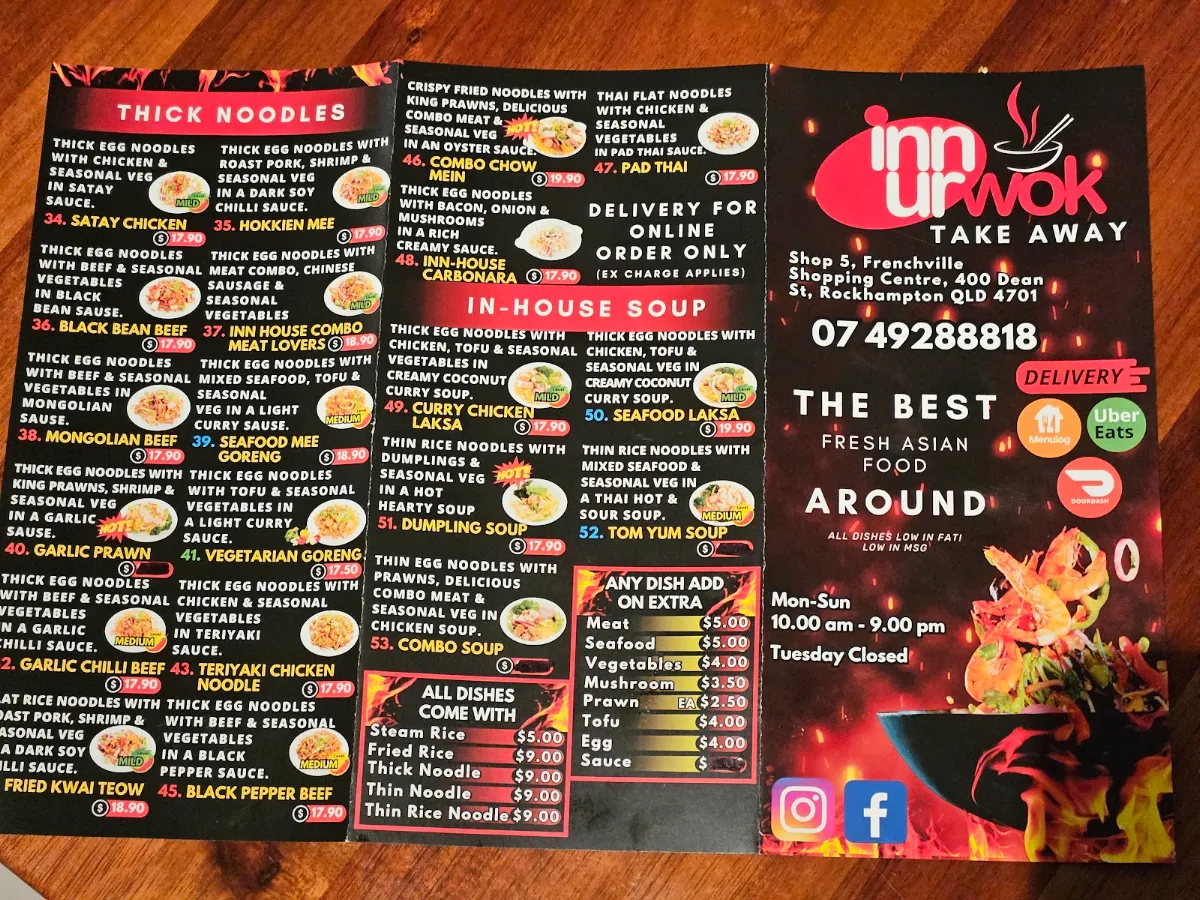 Menu, InnUrWok