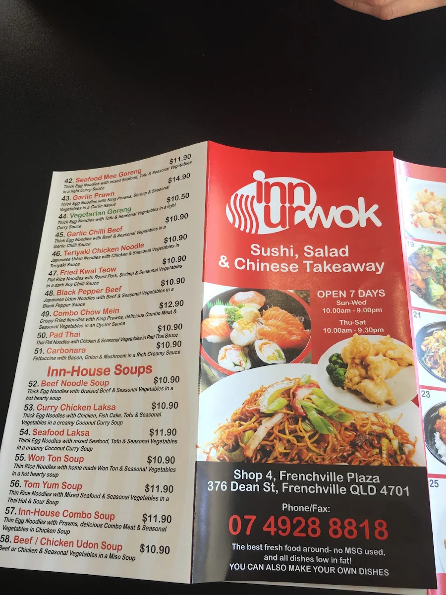 Menu, InnUrWok