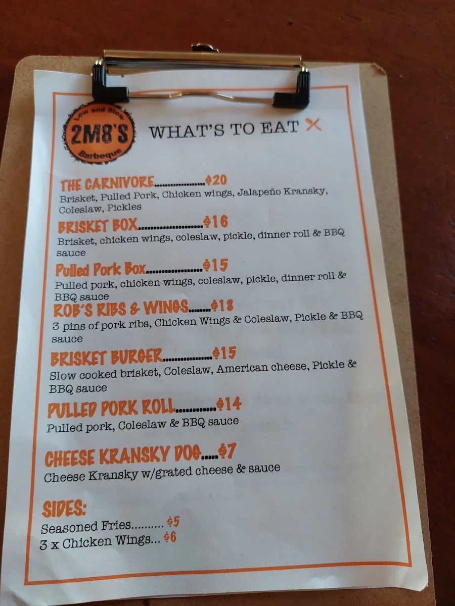 Menu, 2 m8's BBQ