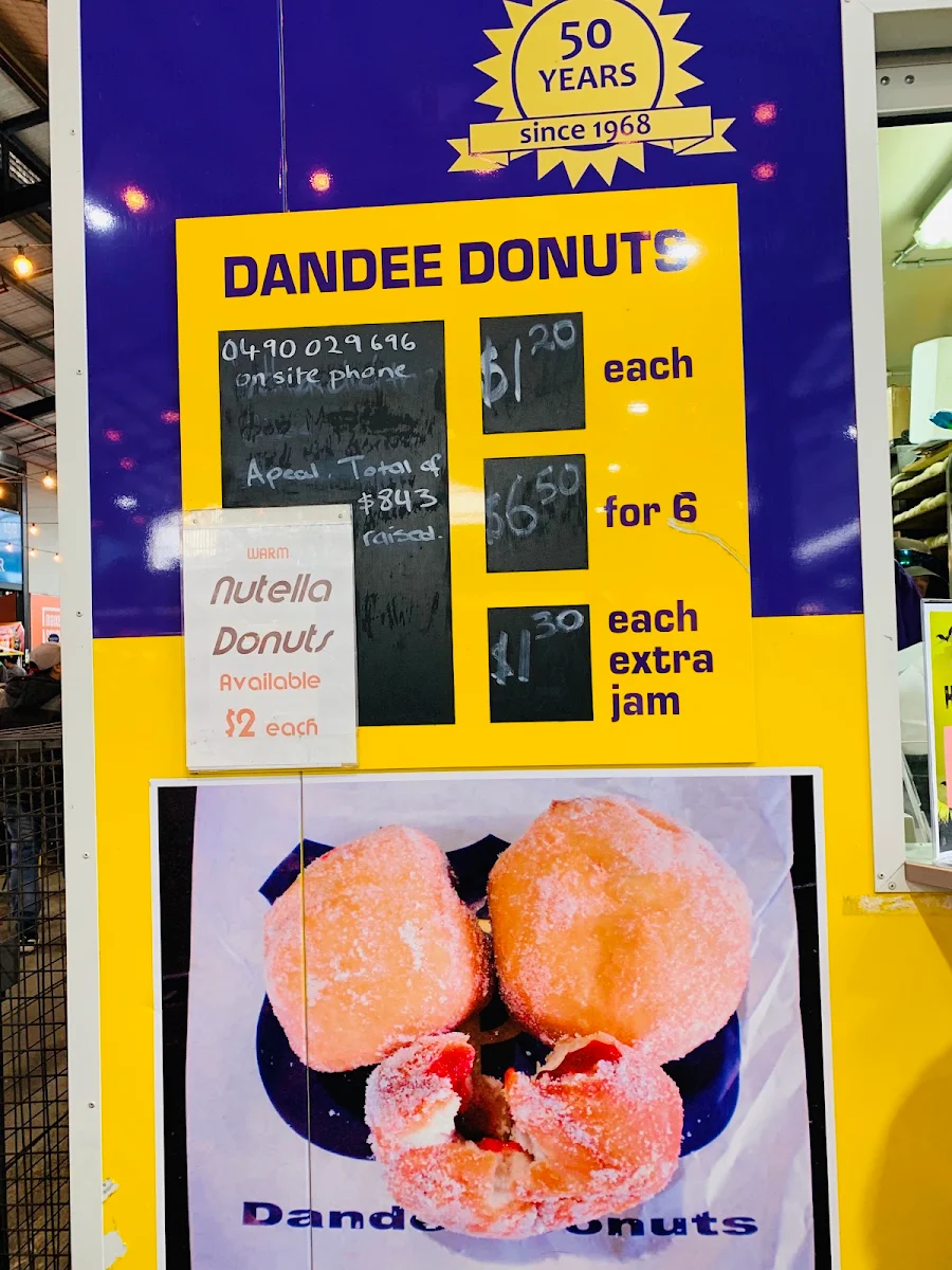 Menu, Dandee Donuts Dandenong Market