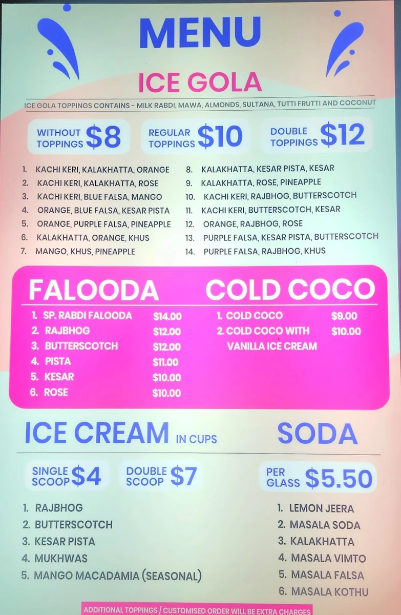 Menu, Tasty Toppings