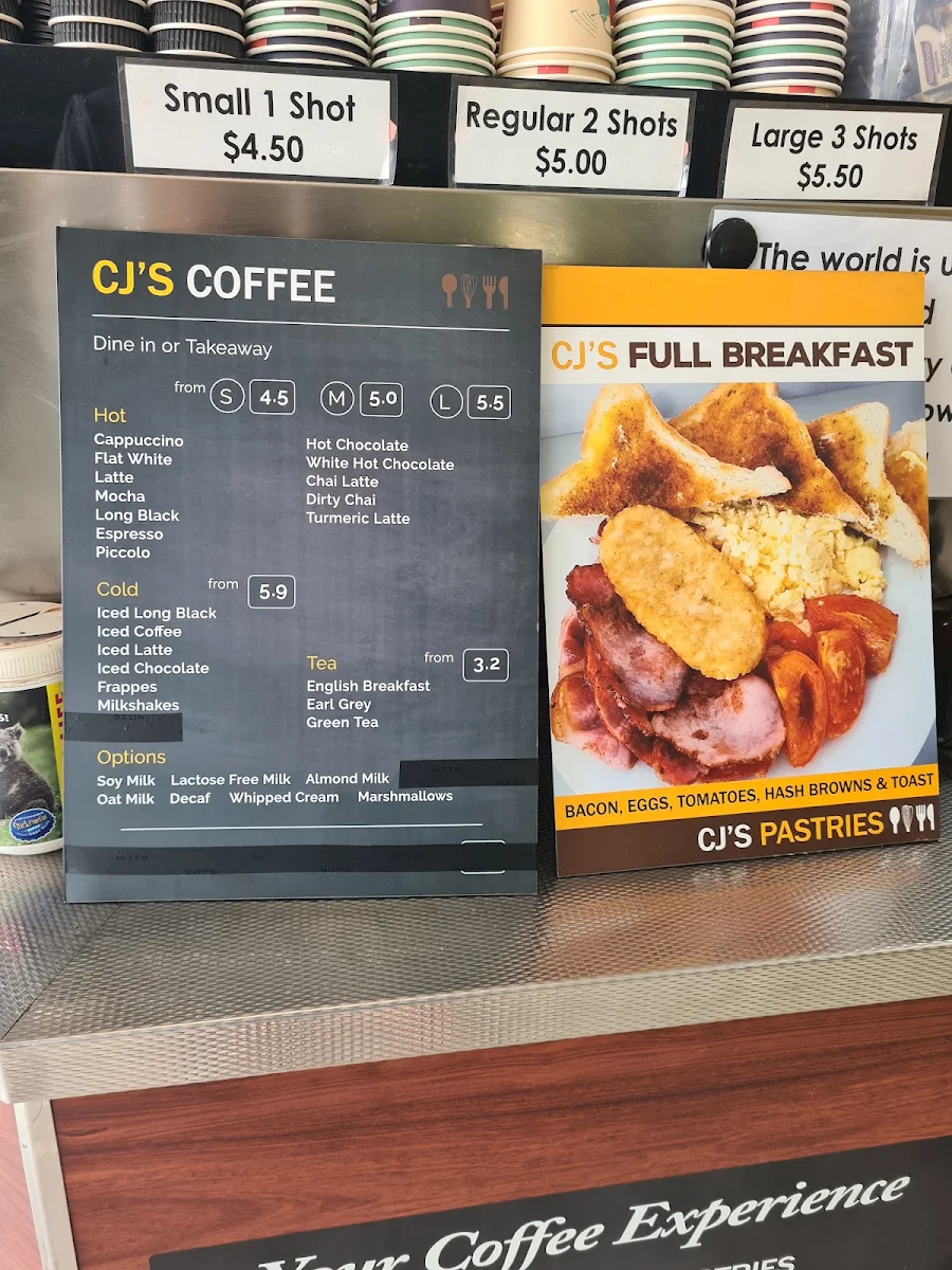 Menu, CJ's Pastries