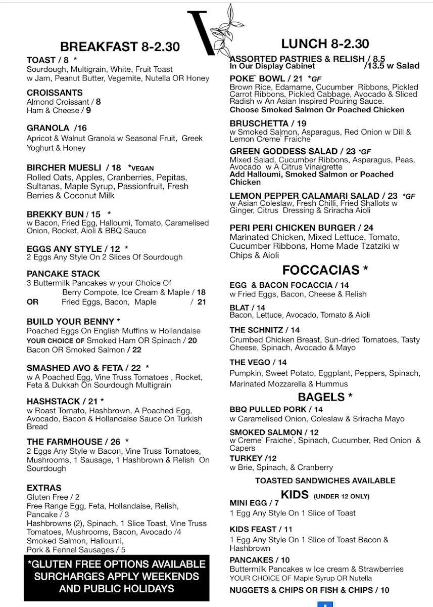 Menu, Di Pietro’s - Cafe