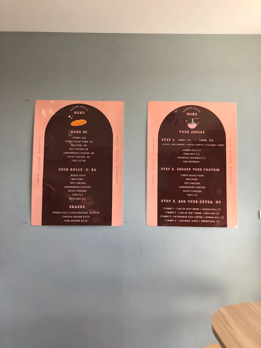 Menu, Saigon Social