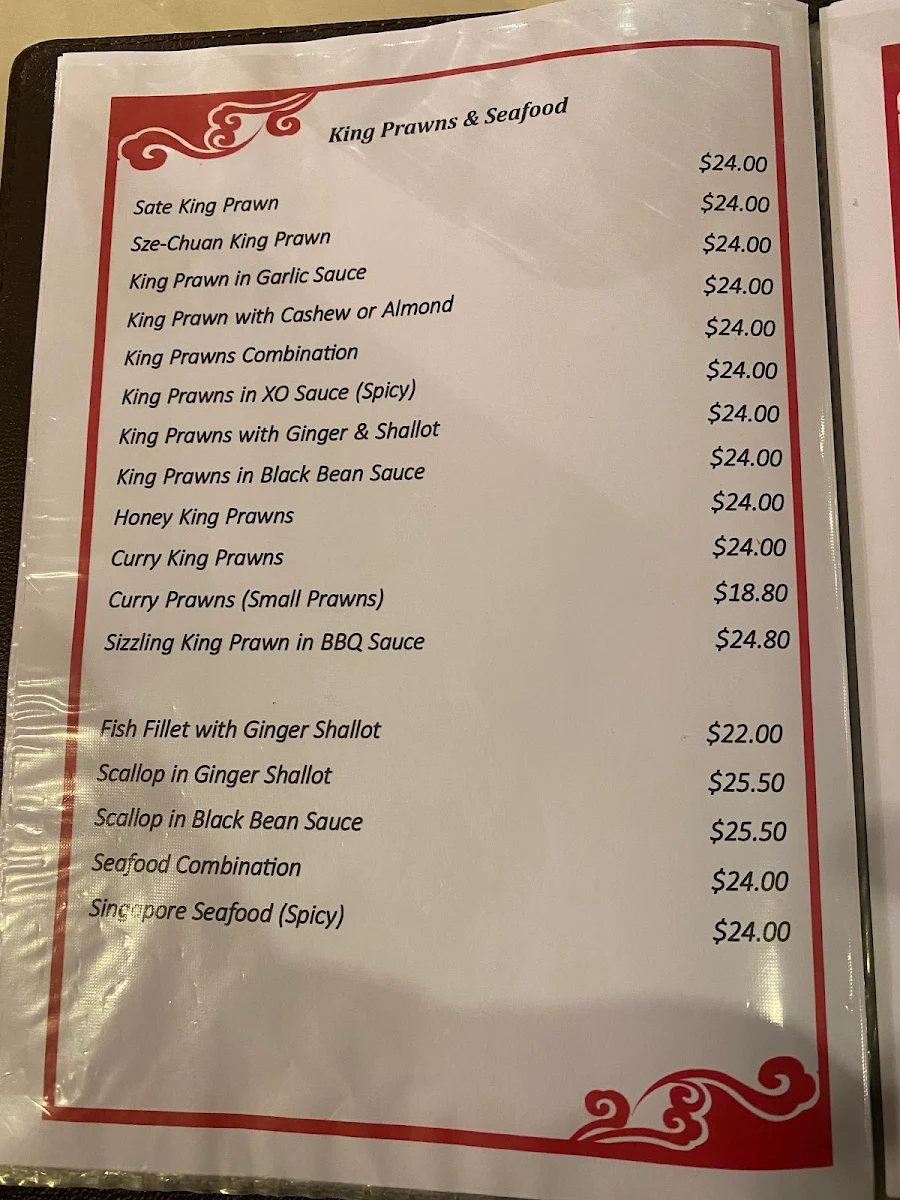 Menu, Loc Sing Restaurant