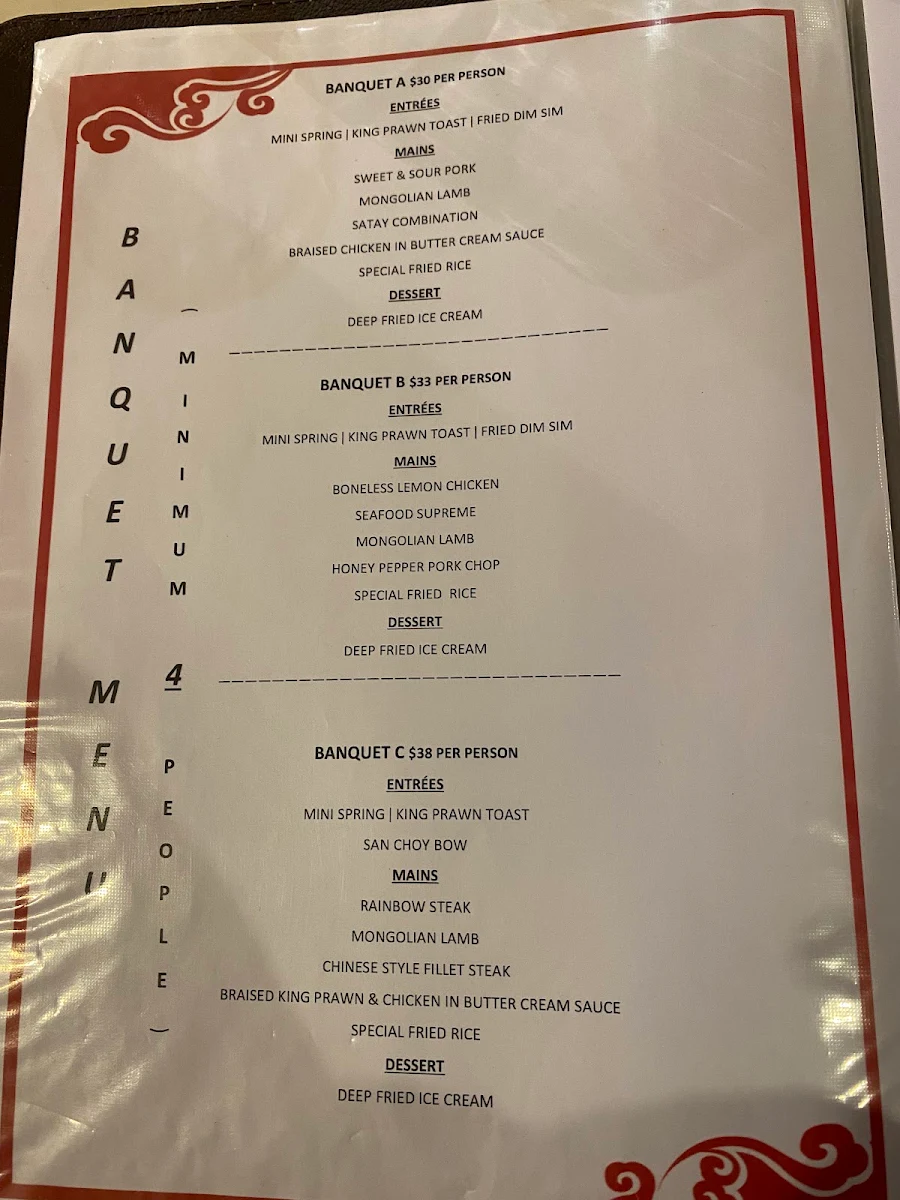 Menu, Loc Sing Restaurant