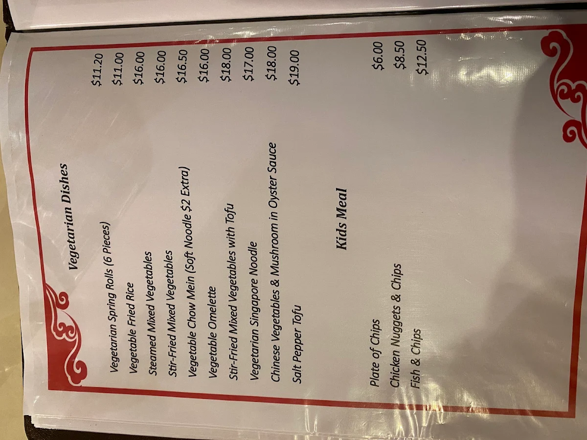 Menu, Loc Sing Restaurant