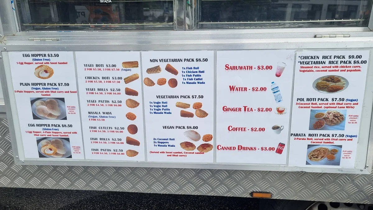 Menu, R&R Taste of Sri Lanka