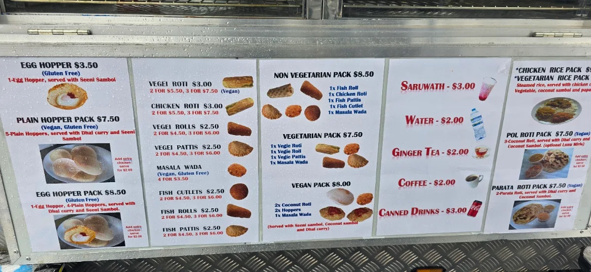Menu, R&R Taste of Sri Lanka