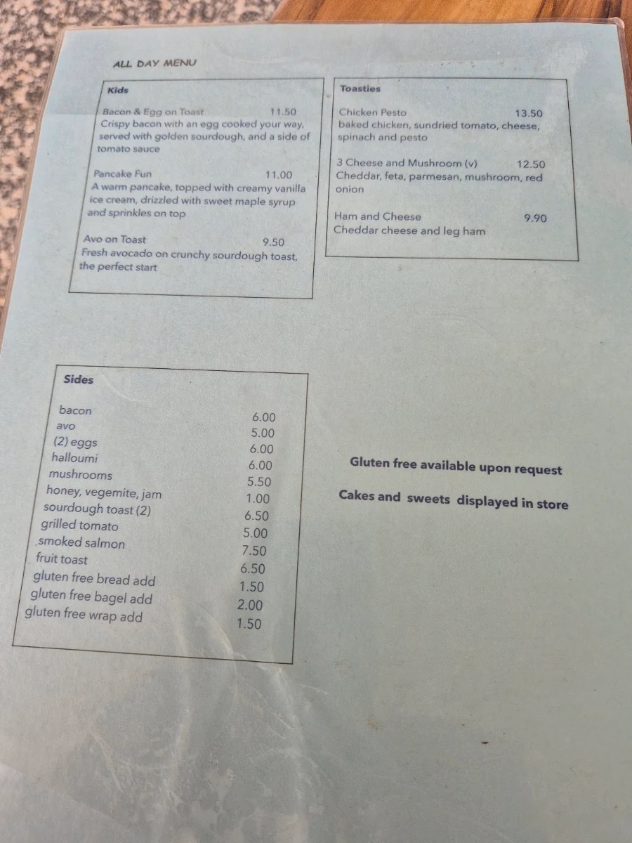 Menu, Full Moon Espresso