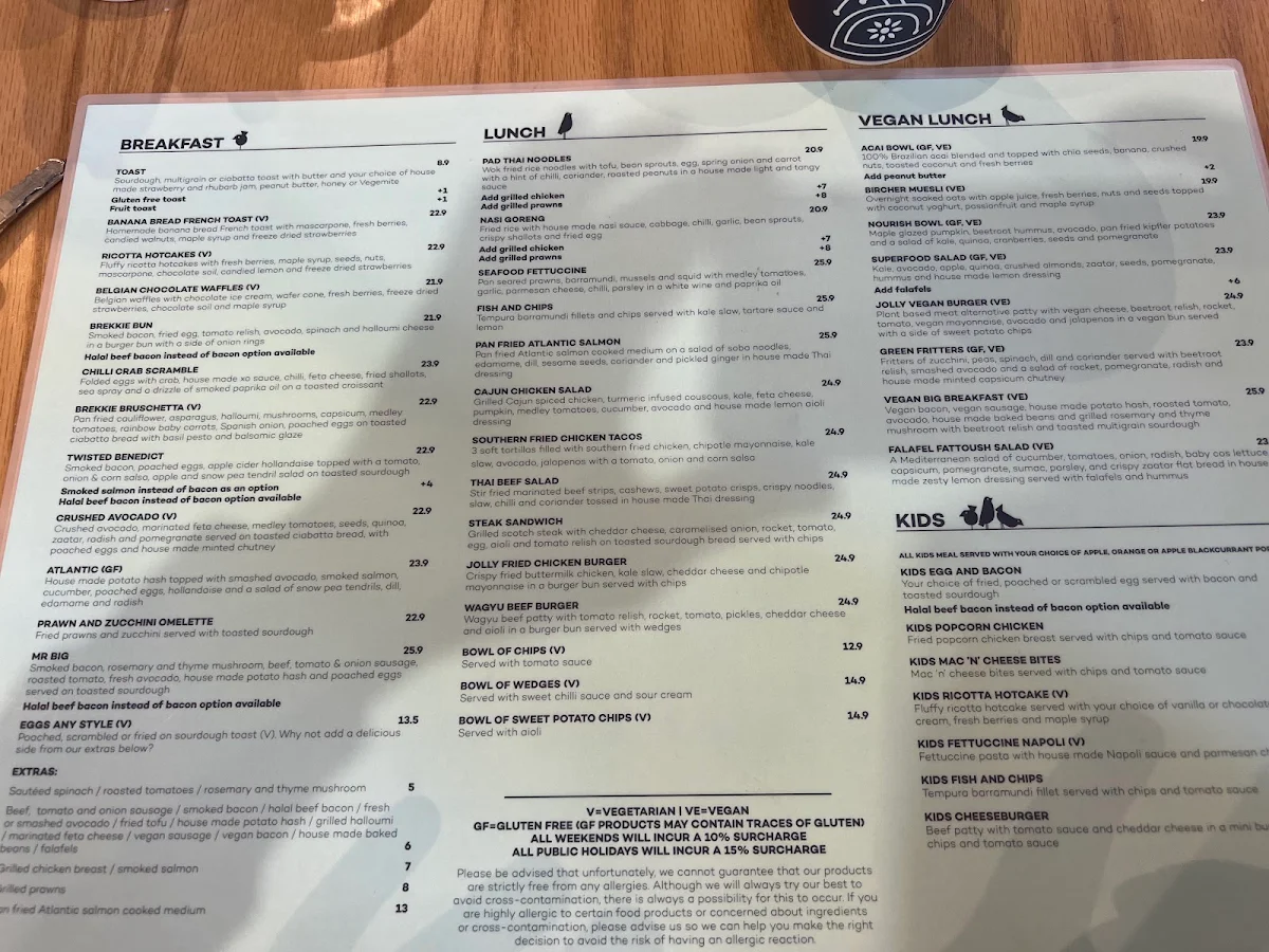 Menu, The Jolly Miller (Roxburgh Park)