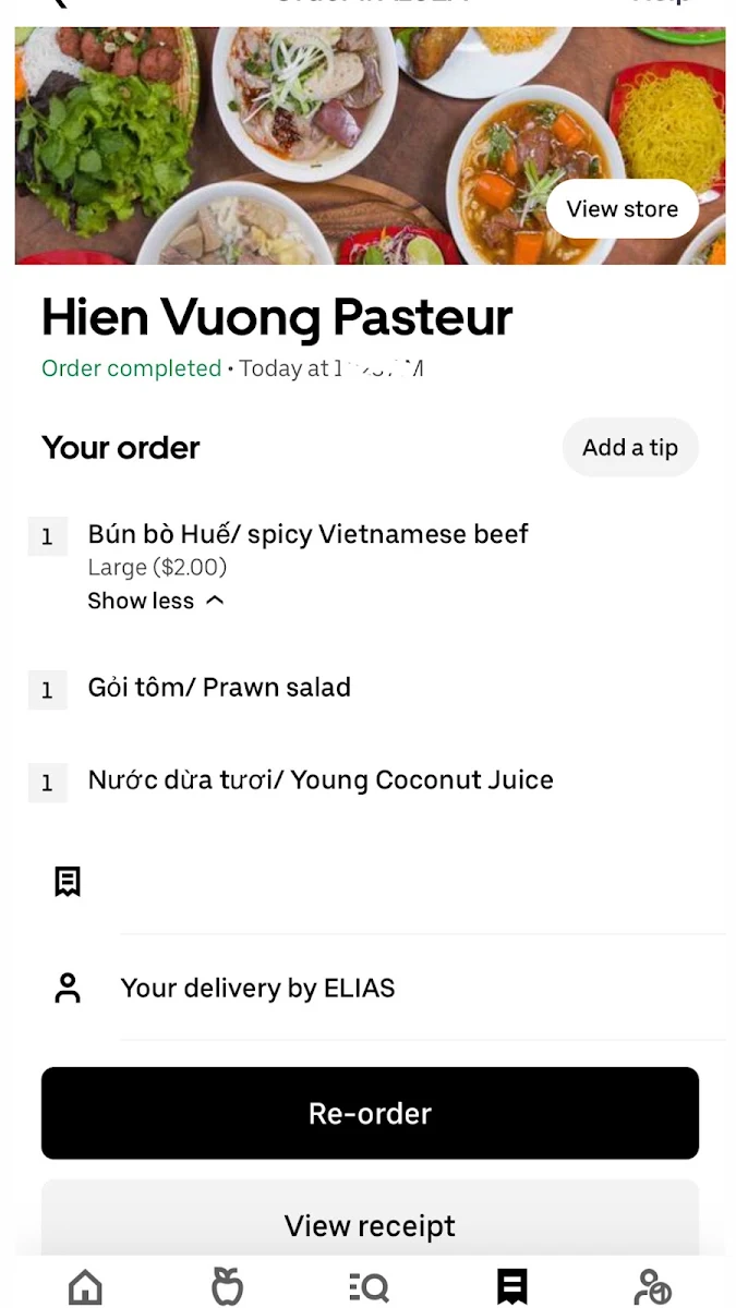 Menu, Phở Hiền Vương Pasteur
