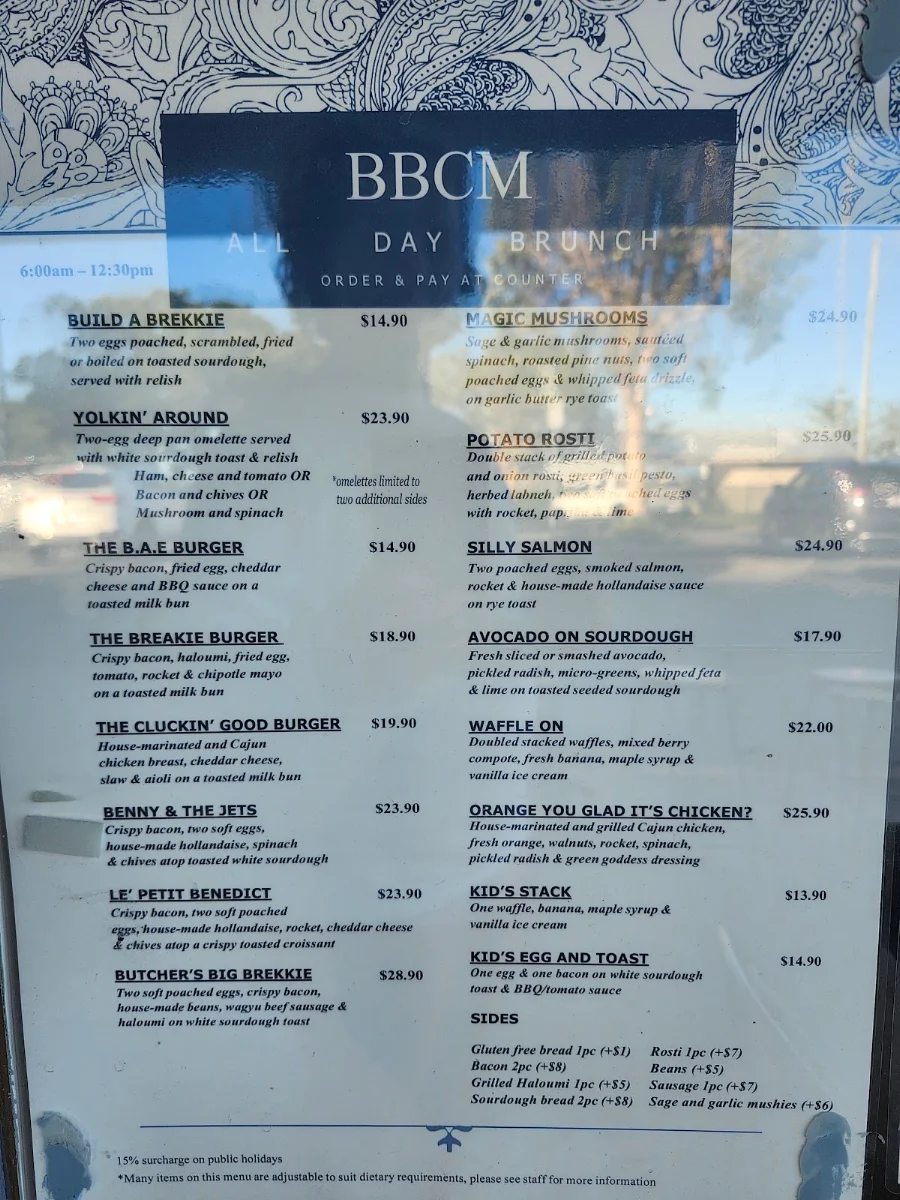Menu, Butcher Baker Coffeemaker