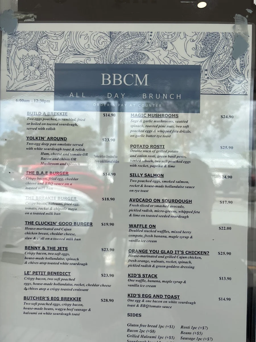Menu, Butcher Baker Coffeemaker