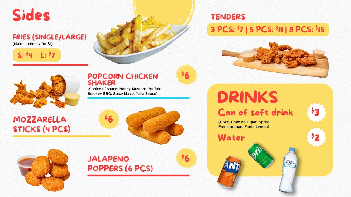 Menu, Yalla Burgers