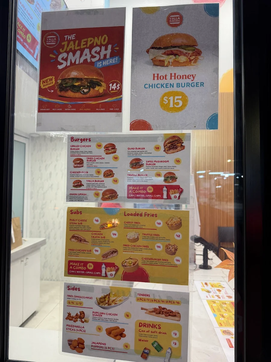 Menu, Yalla Burgers