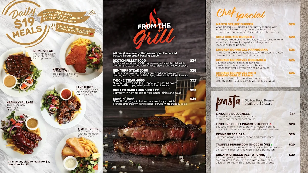 Menu, GAGE Dining & Co. (Campsie Oasis on Beamish Hotel Bistro)