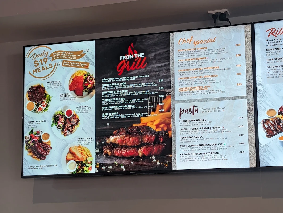 Menu, GAGE Dining & Co. (Campsie Oasis on Beamish Hotel Bistro)