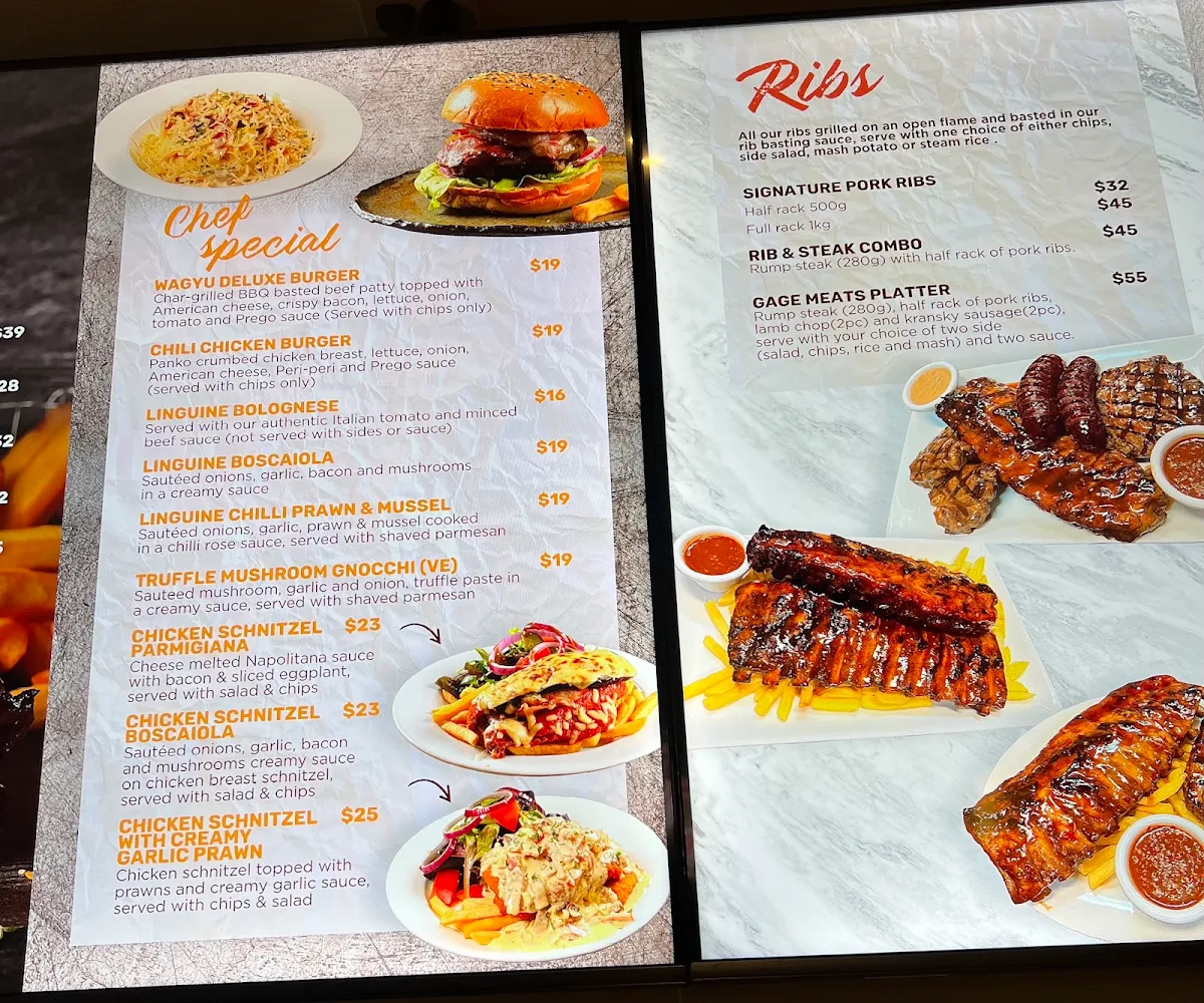 Menu, GAGE Dining & Co. (Campsie Oasis on Beamish Hotel Bistro)