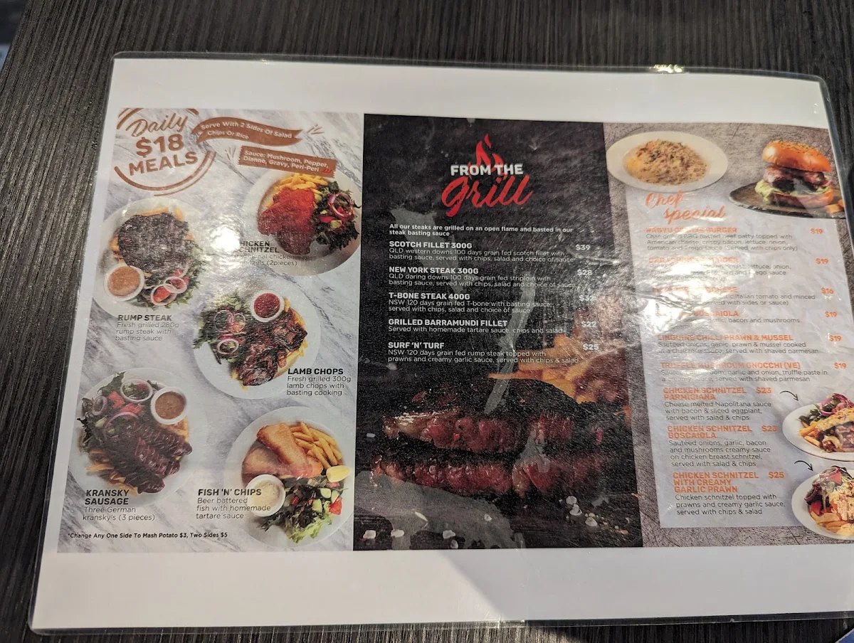 Menu, GAGE Dining & Co. (Campsie Oasis on Beamish Hotel Bistro)