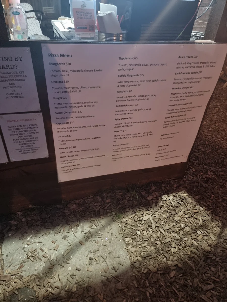 Menu, Fratelli Pulcinella Parramatta