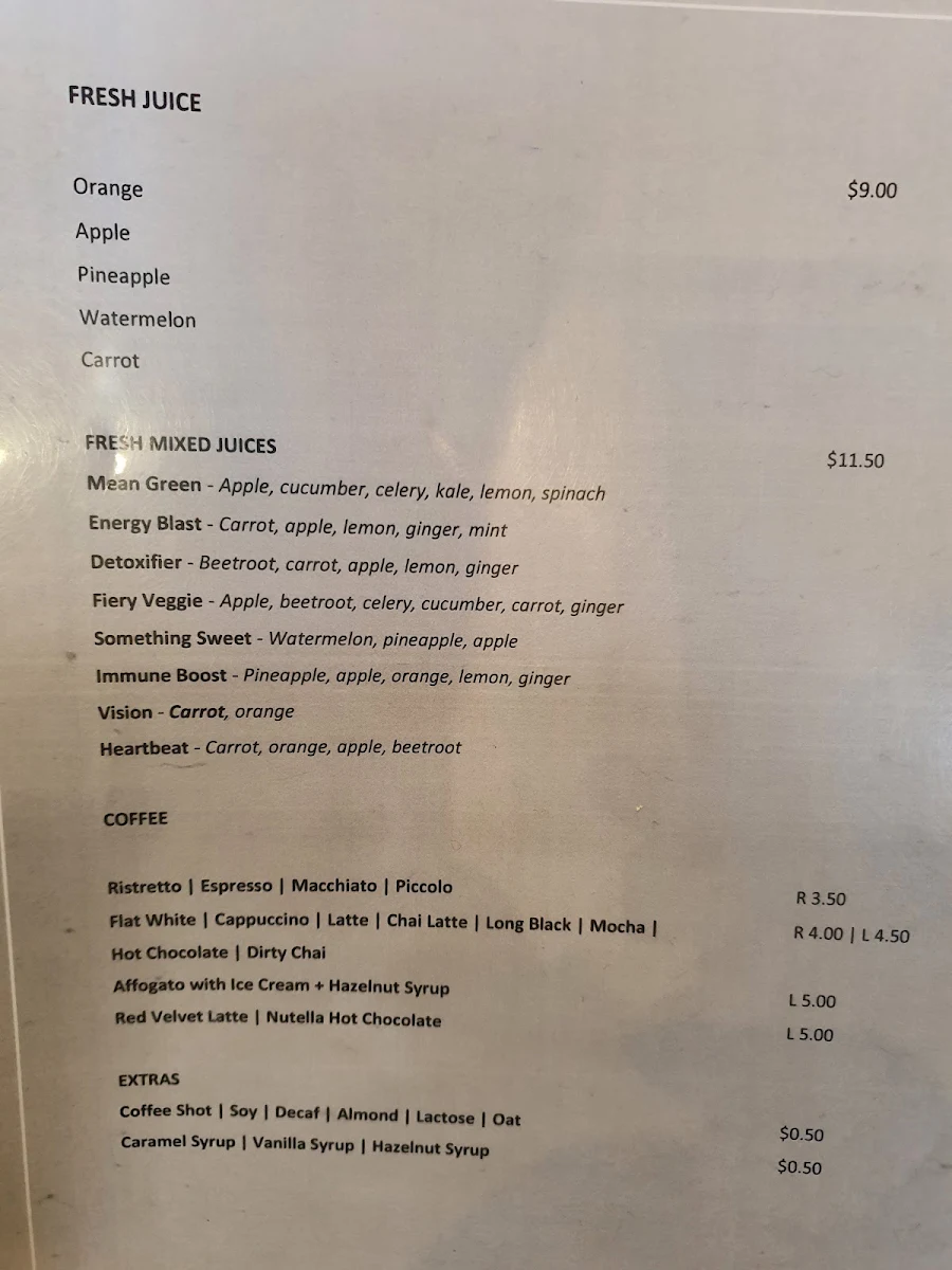 Menu, The Hungry Spoon Cafe Oatley