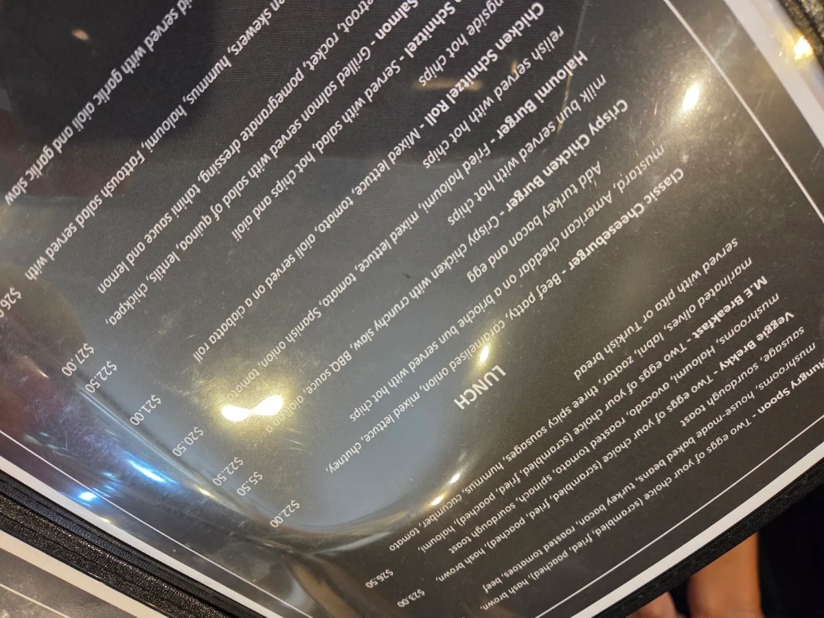 Menu, The Hungry Spoon Cafe Oatley