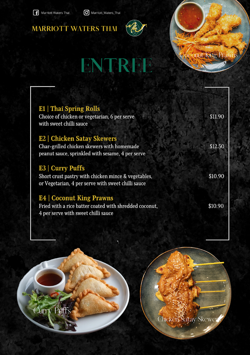 Menu, Marriott Waters Thai