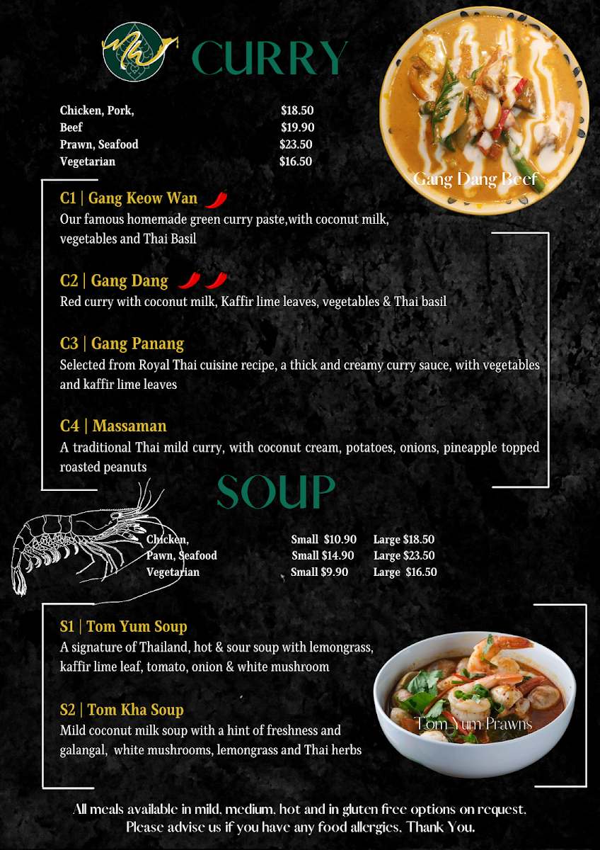 Menu, Marriott Waters Thai