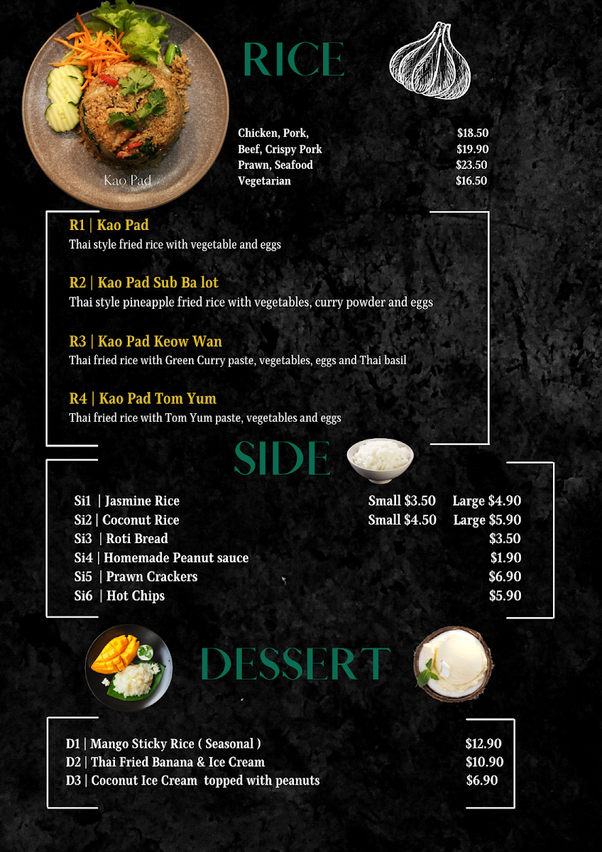 Menu, Marriott Waters Thai