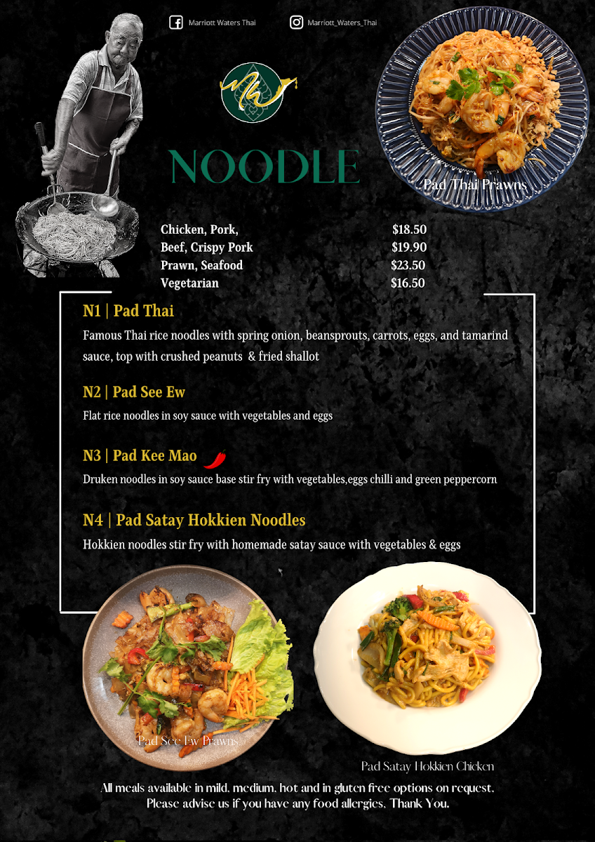 Menu, Marriott Waters Thai