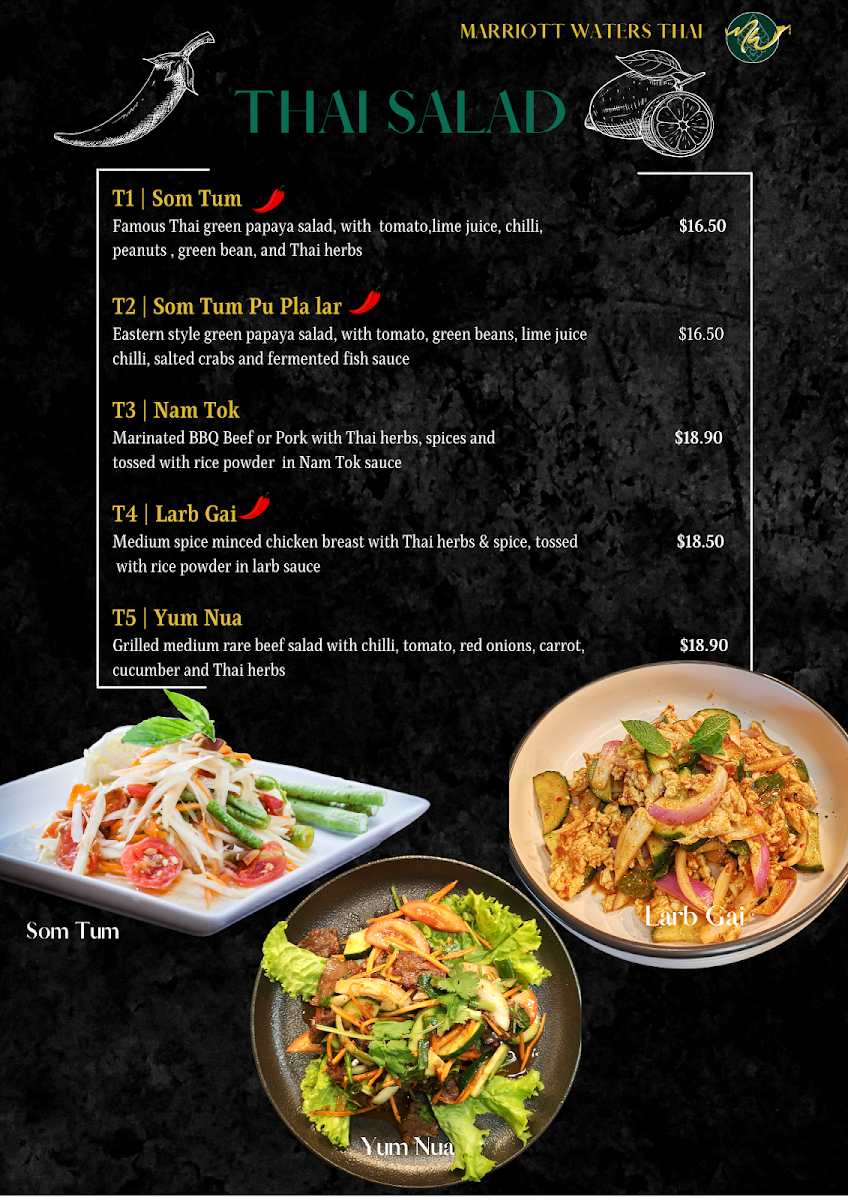 Menu, Marriott Waters Thai