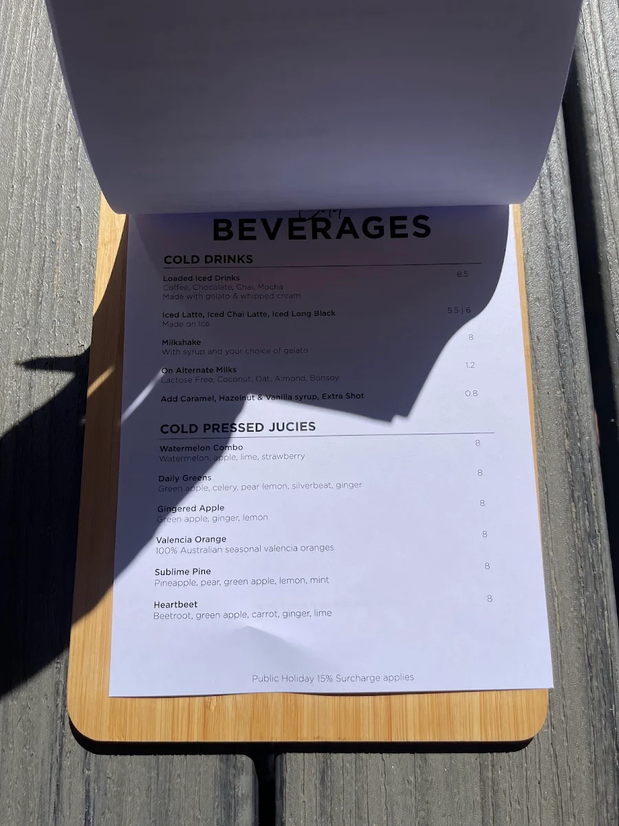 Menu, Maleny Food Co. Cafe