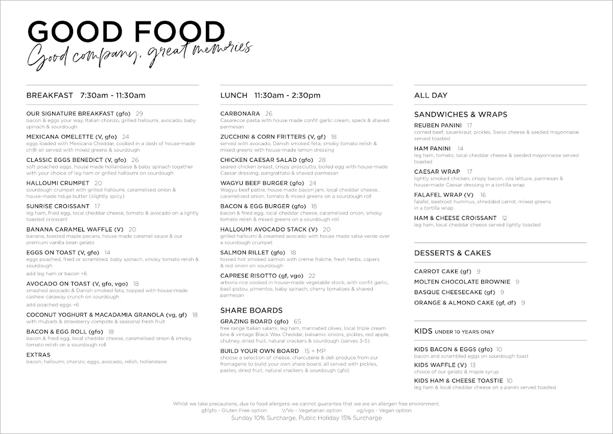 Menu, Maleny Food Co. Cafe