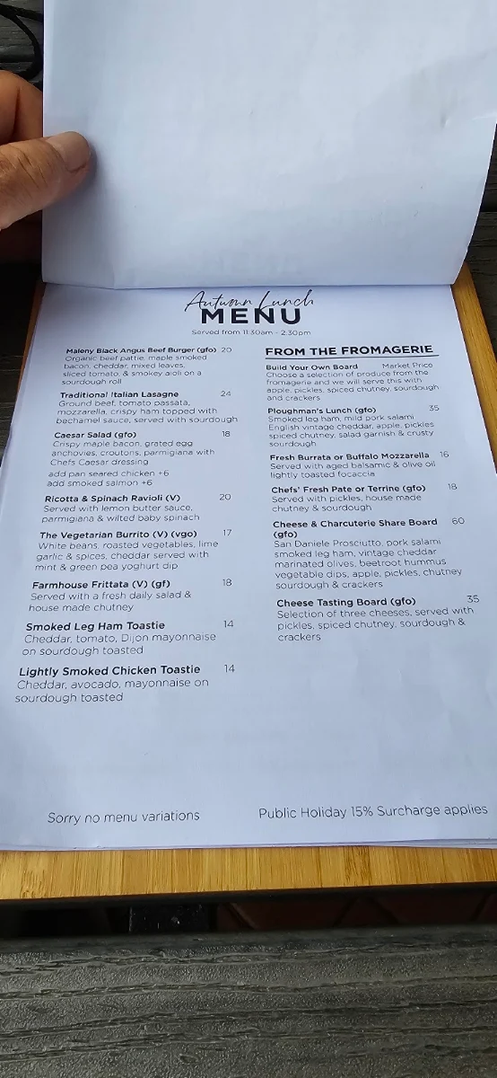 Menu, Maleny Food Co. Cafe