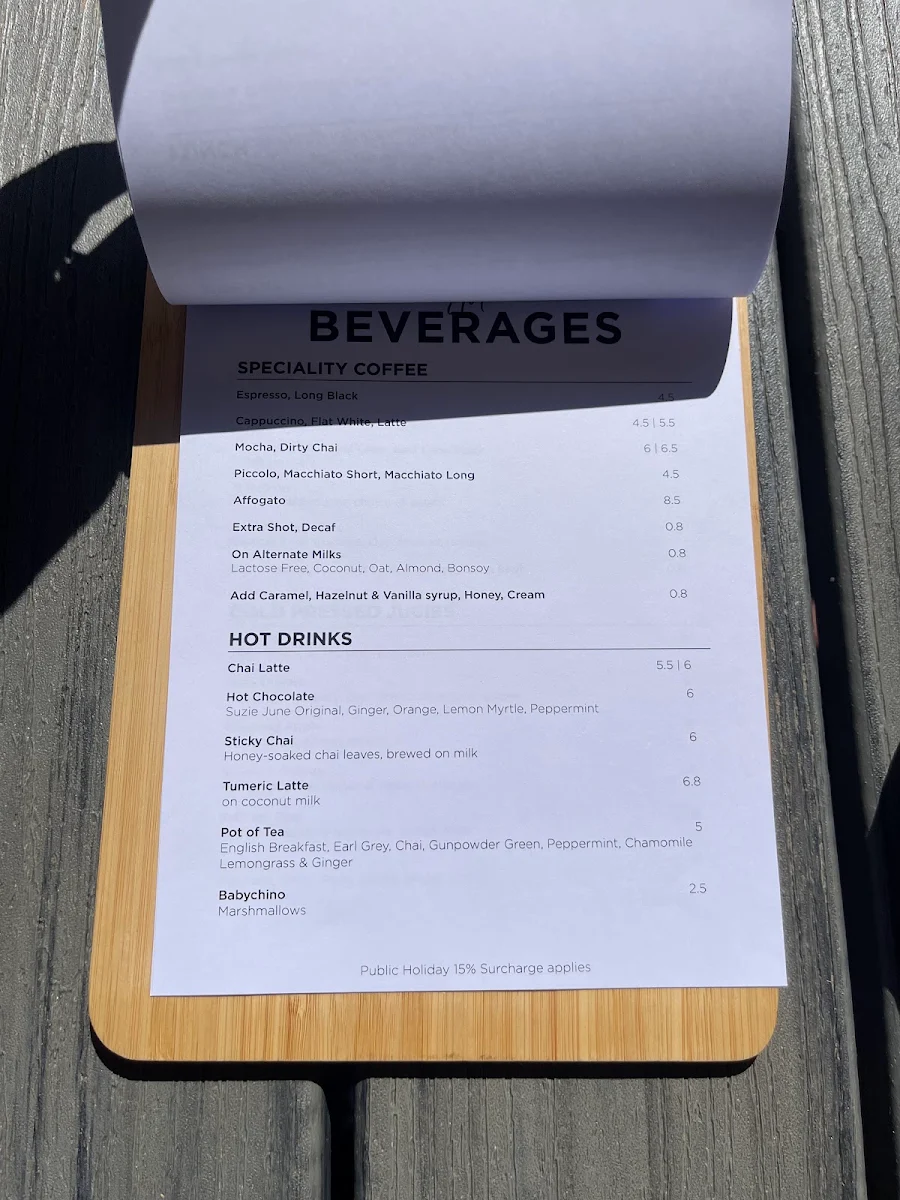 Menu, Maleny Food Co. Cafe